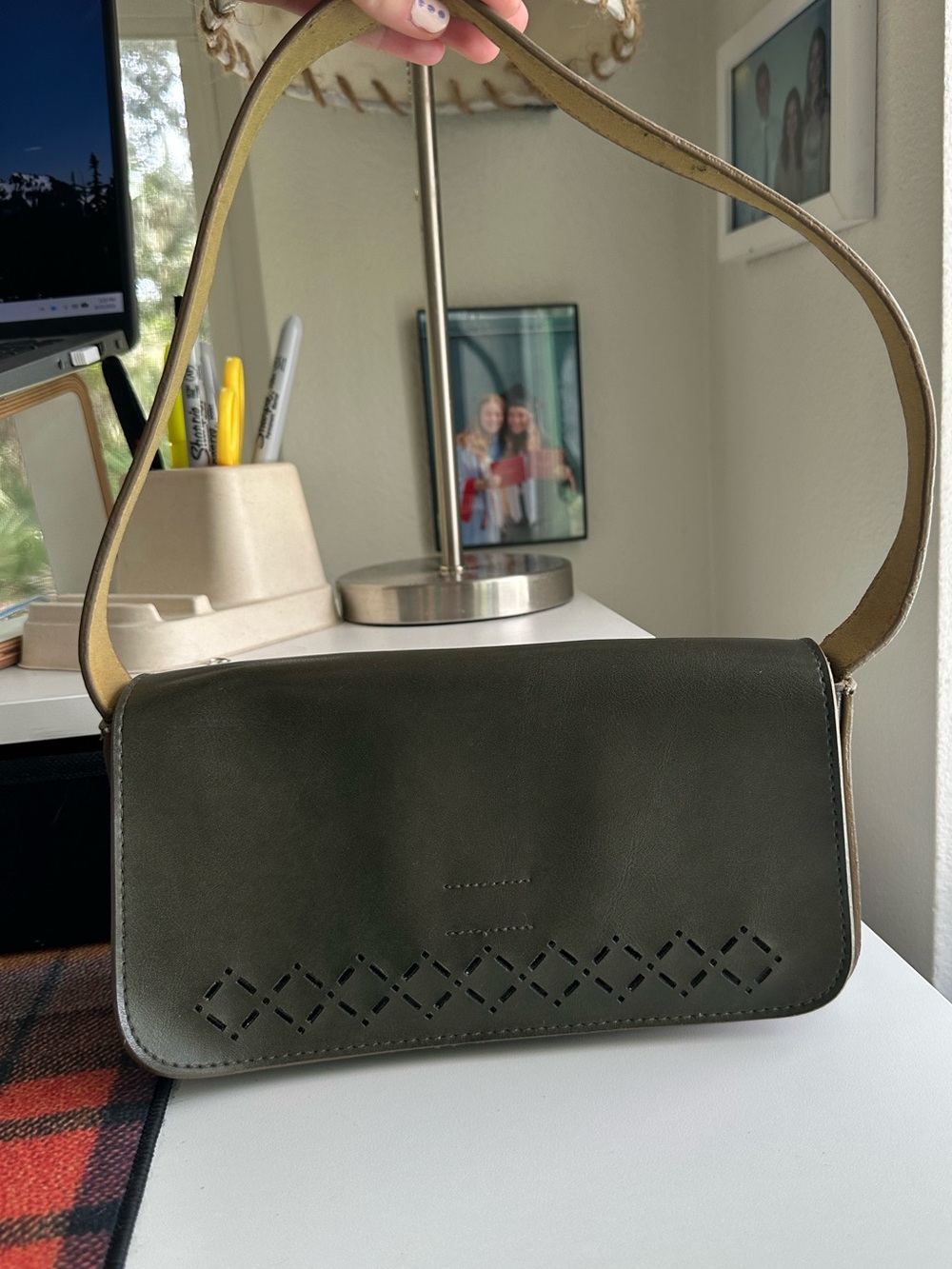 Womens Vintage Olive Green Shoulder Bag by Mondani
